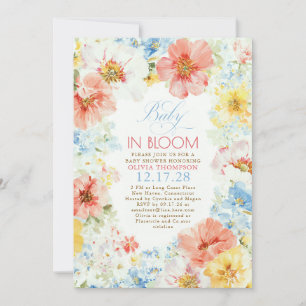 Floral Boho Elegante Baby in Bloom Babyparty Einladung