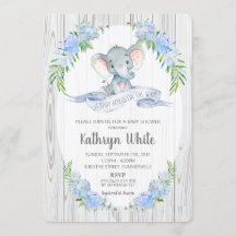 Floral Boho Elephant Baby Shower Einladung Junge
