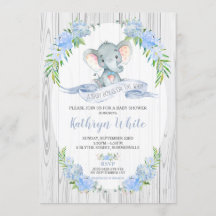 Floral Boho Elephant Baby Shower Einladung Junge