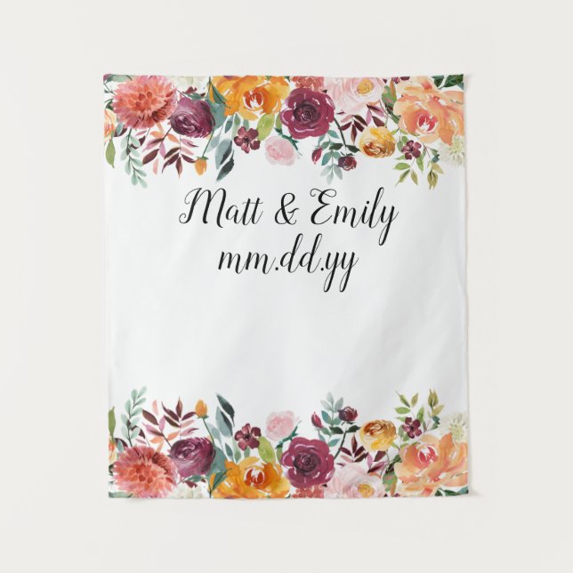 Floral Boho Foto Stand Prop Hochzeit im Herbst Hin Wandteppich (Vorderseite)