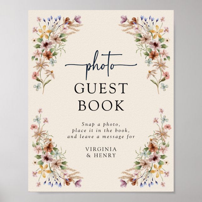 Floral Boho Guest Book Poster (Vorne)