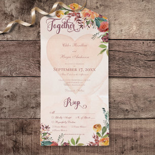 Floral Boho Heart Peach Jewel Dinner All In One Einladung