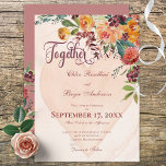 Floral Boho Heart Peach Wedding Einladung<br><div class="desc">Dieses gemütliche und farbenfrohe Hotel im Boho Stil ist Teil der von Simply Farmhouse Press kreierten Floral Boho Peach Wedding Card Suite. Die Erden- und Schmucktöne des Blumenstraukets und der weiche pfirsichfarbene Aquarell machen ihn zu einer schönen Wahl für Sommer und Hochzeiten im Herbst.</div>