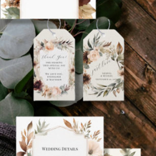 Floral BOHO Herbstfallen Verdrehte Hochzeit Geschenkanhänger