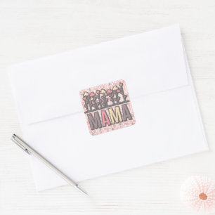 Floral Boho Mama Quadratischer Aufkleber