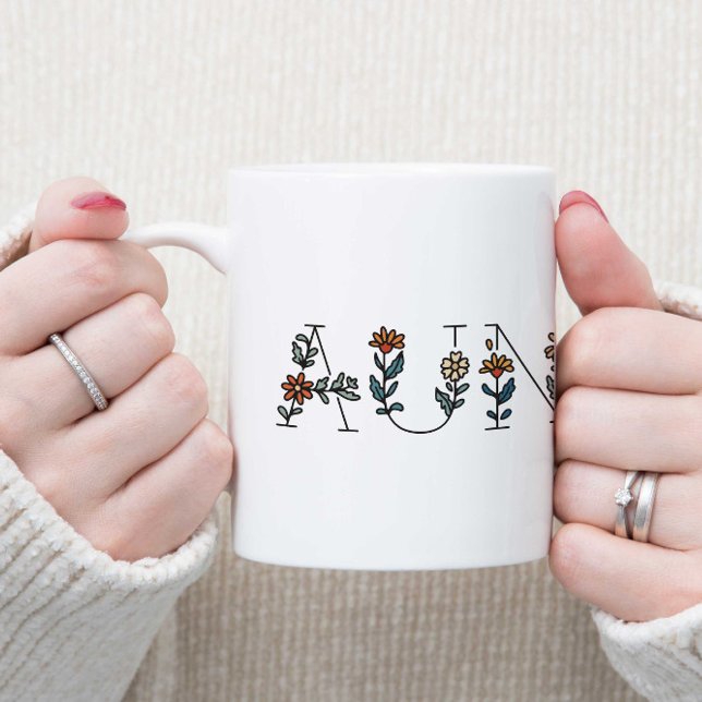 Floral Boho Minimal Auntie Zwei-Tone-Tasse Zweifarbige Tasse (Von Creator hochgeladen)