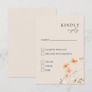 Floral Boho Mit Essen RSVP-Karte Begleitkarte