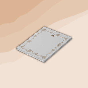 Floral Boho Monogram Brown Notizblock