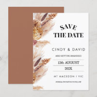 Floral Boho Pampas Grass Hochzeit speichern Datum 