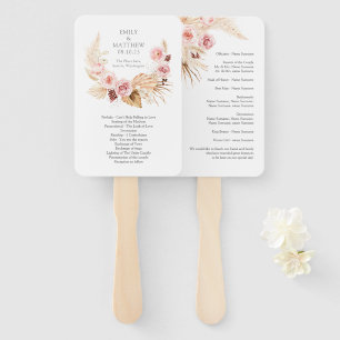 Floral Boho Pampas Grass Watercolor Wedding Fan Fächer