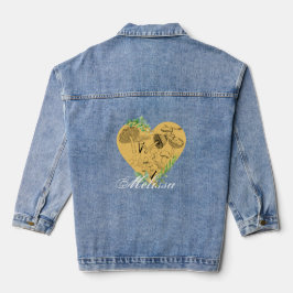 Floral-Boho-Pilze und Froschmonogramm Jeansjacke