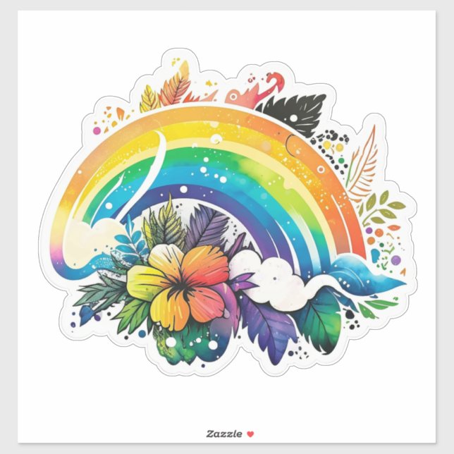 Floral Boho Regenbogenaufkleber Aufkleber (Blatt)
