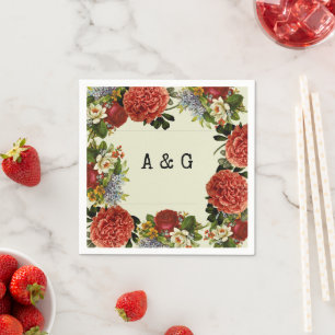 Floral BOHO Retro Monogramm Initial-Schreibmaschin Serviette