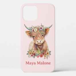Floral Boho Rustic Highland Kuh Niedliches Geschen Case-Mate iPhone Hülle