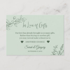Floral Boho Sage Green "In Lieu of Gifts" Begleitkarte