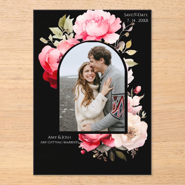 Floral Boho Save the Date  Acryleinladungen (Vorderseite)
