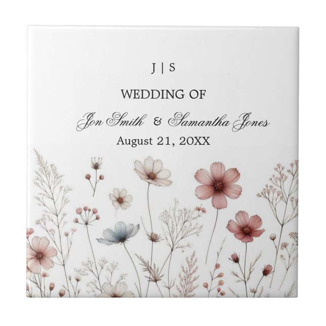 Floral boho Sommer einfach Fliese (Vorderseite)