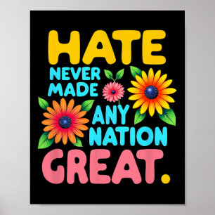 Floral Boho Stil Hass nie machte irgendeine Nation Poster
