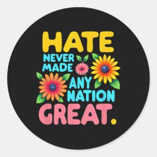 Floral Boho Stil Hass nie machte irgendeine Nation Runder Aufkleber