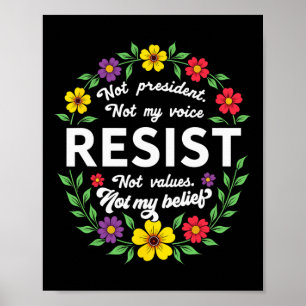Floral Boho Style Resist Trump nicht mein Präsiden Poster