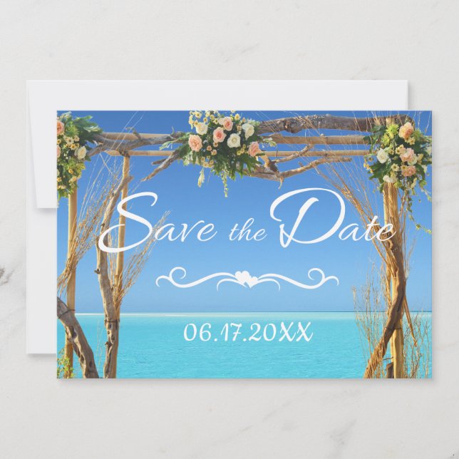 Floral Boho Summer Beach Hochzeit Save the Date (Vorderseite)