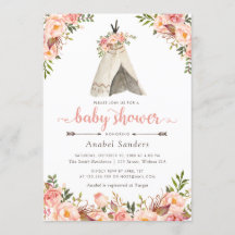 Floral Boho Teepee Chic Arrows Tribal Baby Dusche