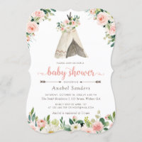 Floral Boho Teepee Chic Arrows Tribal Baby Dusche
