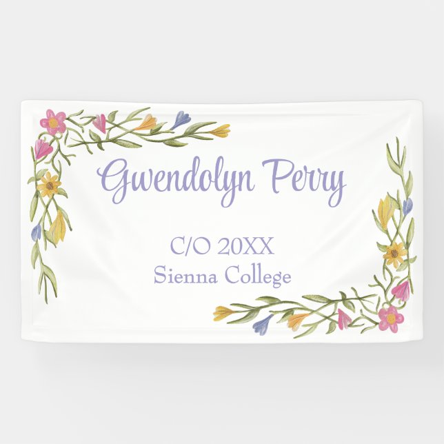 Floral Boho Uni-Abschluß Party Banner (Horizontal)