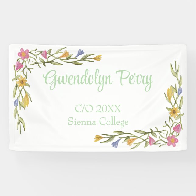 Floral Boho Uni-Abschluß Party Banner (Horizontal)