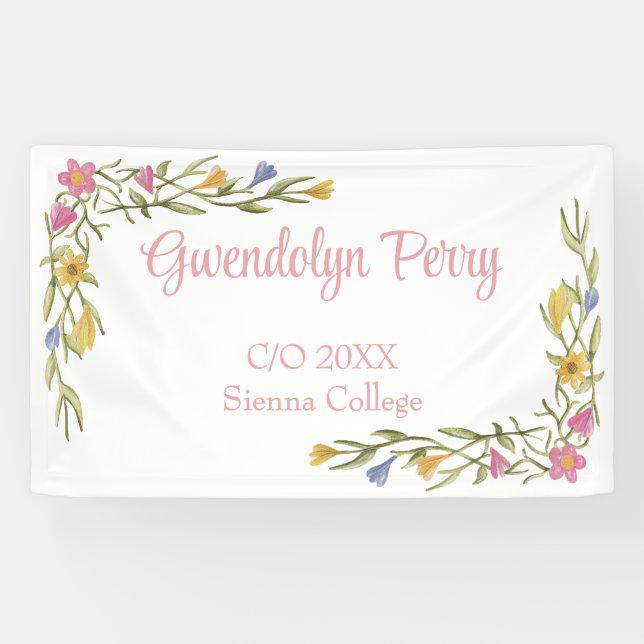 Floral Boho Uni-Abschluß Party Banner (Horizontal)