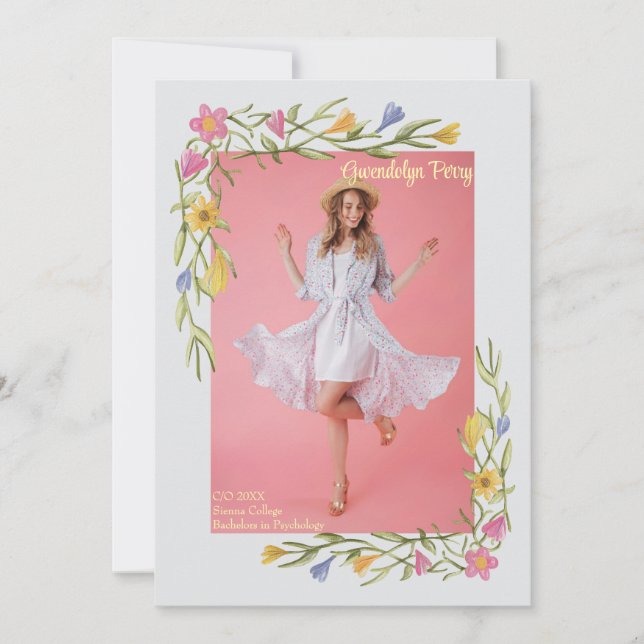 Floral Boho Uni-Abschluß Party Einladung (Vorderseite)