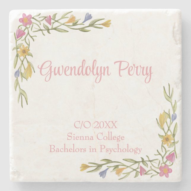 Floral Boho Uni-Abschluß Party Steinuntersetzer (Vorderseite)