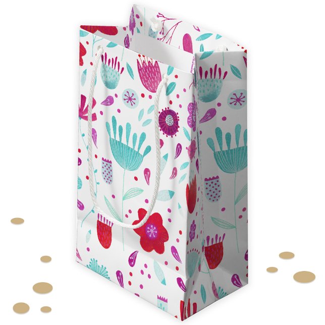 Floral Boho Watercolor Kleine Geschenktüte (Watercolor wildflower floral gift bag)