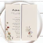 Floral Boho Wedding Menükarte<br><div class="desc">Blumenkohl-Hochzeitsmenü. Dieses stilvolle und elegante Hochzeitsmenü besticht durch herrliche,  handbemalte Wildblumen in Aquarelltönen,  die als hübsches Bouquet für den Frühling,  den Sommer oder Hochzeiten im Herbst eingerichtet sind. Finden Sie passende Artikel in der Boho Wildblume Wedding Collection.</div>