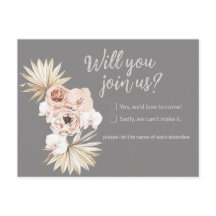 Floral Boho Wedding Response Postkarte