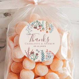 Floral Boho Wildblume Gastgeschenk Hochzeit Runder Aufkleber