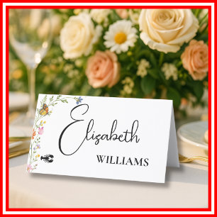 Floral Boho Wildblumen Lobster Menü Name Karte