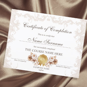 Floral Boho Zertifikat der Fertigstellung Preis Ku