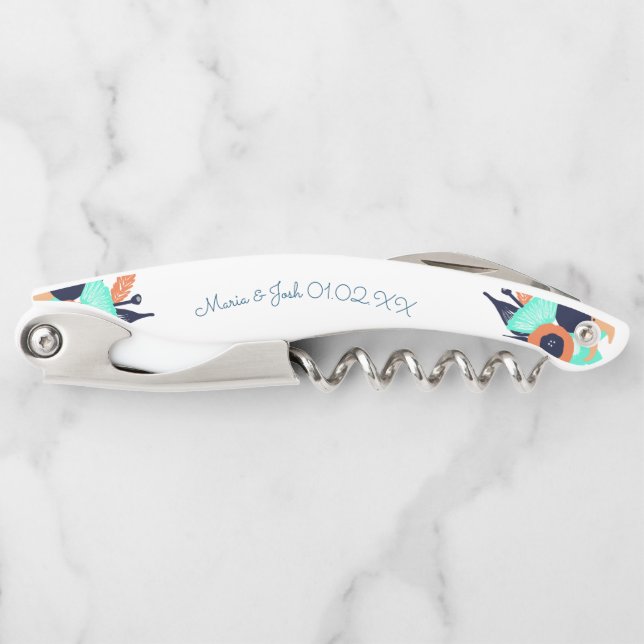 Floral Bold Poppies Paare Monogramm Kellnermesser (Vorderseite)