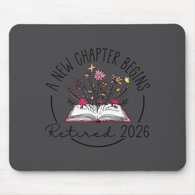 Floral Book A New Chapter Begins Retired 2026 Reti Mousepad (Vorne)