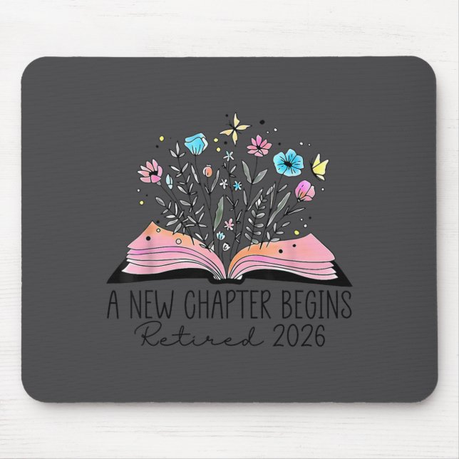 Floral Book A New Chapter Begins Retired 2026 Reti Mousepad (Vorne)