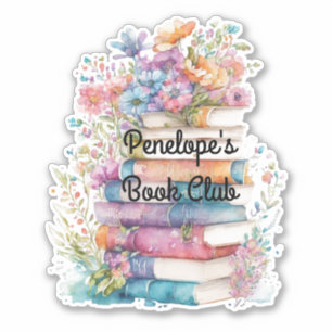 Floral Book Club Custom-Cut Vinyl Sticker