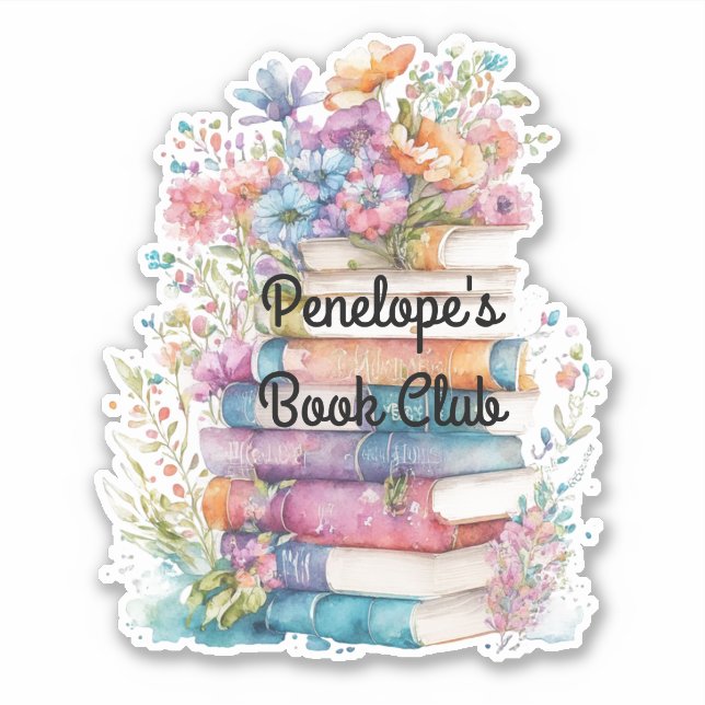 Floral Book Club Custom-Cut Vinyl Sticker (Vorderseite)