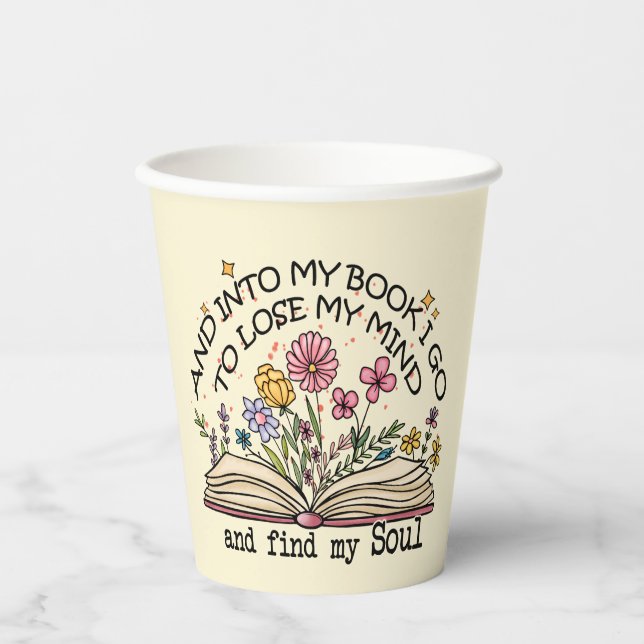 Floral Book Lover Pappbecher (Vorderseite)