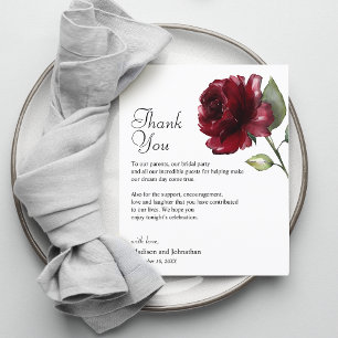 Floral Bordeaux Danke schön Hochzeitsempfang Karte