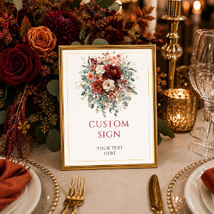 Floral Bordeaux Gold Eukalyptus Herbst individuell Poster