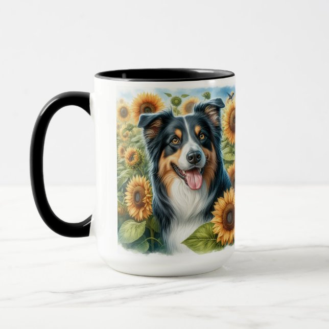 Floral Border Collie Dog Lover Kaffee Tasse (Links)