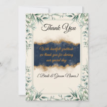 Floral Border Wedding Thank You Card | Elegant Whi