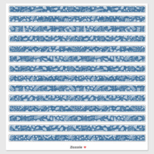 Floral Borders Boho Classic Blues Aufkleber