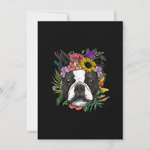 Floral Boston Terrier Dog Spring Nature Dog Liebha Dankeskarte